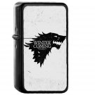 Game Of Thrones Winter Is Coming White - Oil Windproof Black Lighters Briquet Encendedor