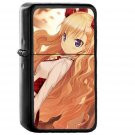 Anime Girl Blonde Illust Art - Oil Windproof Black Lighters Briquet Encendedor