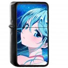 Anime Girl Blue Beautiful Arum Art Illustration - Oil Windproof Black Lighters Briquet Encendedor