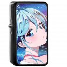 Anime Girl Blue Beautiful Arum Art Illustration Flare - Oil Windproof Black Lighters Briquet Encendedor