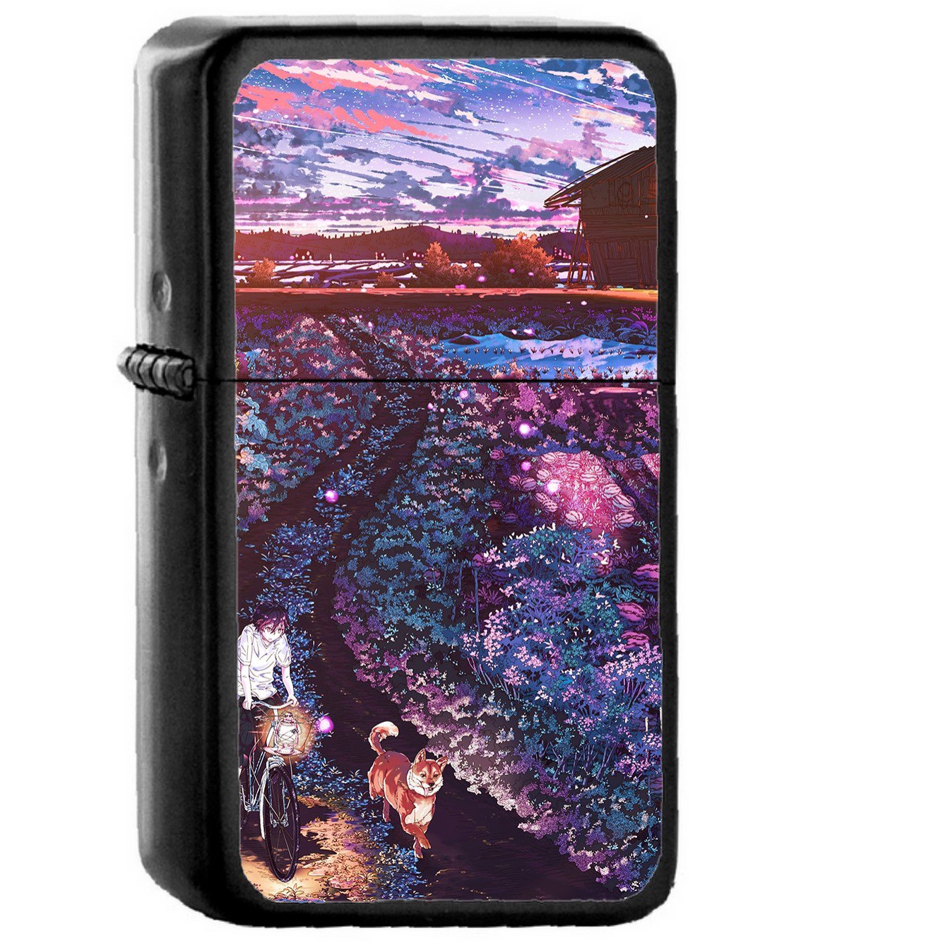 Anime Night Art Sunset Lovely Illustration Flare - Oil Windproof Black Lighters Briquet Encendedor