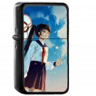 Girl School Girl Anime Sky Cloud Star Art Illustration - Oil Windproof Black Lighters Briquet Encendedor