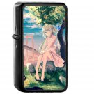 Cute Anime Girl Sunset Illustration Art - Oil Windproof Black Lighters Briquet Encendedor
