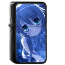 Cute Girl Anime Illust Art Lovely - Oil Windproof Black Lighters Briquet Encendedor