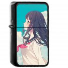 Cute Girl Illustration Anime Sky - Oil Windproof Black Lighters Briquet Encendedor