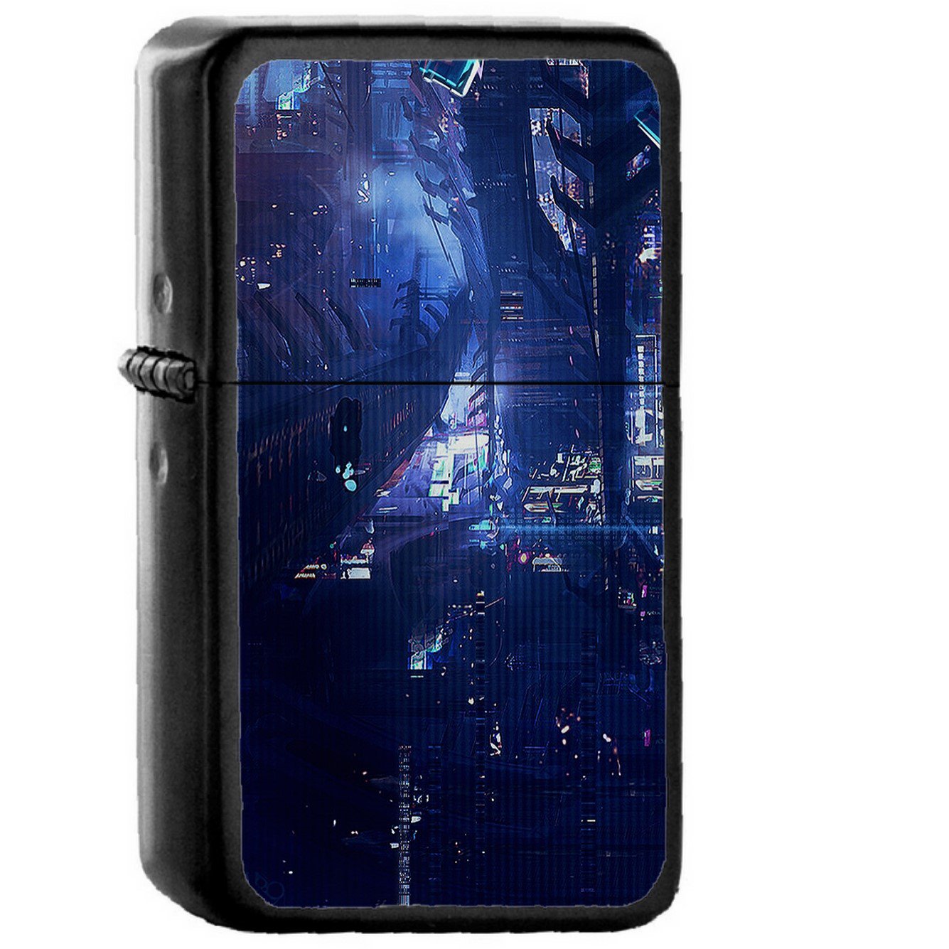 Digital World Anime Art Illust Urban - Oil Windproof Black Lighters Briquet Encendedor