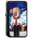 Girl And Cat Anime Illust Art Blue Day - Oil Windproof Black Lighters Briquet Encendedor