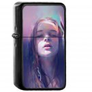 Girl Anime Pink Illustration Art - Oil Windproof Black Lighters Briquet Encendedor