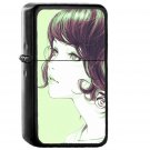 Girl Flower Lady Green Ilya Kuvshinov Illustration Art - Oil Windproof Black Lighters Briquet Encendedor