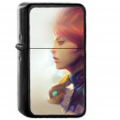 Girl Illust Anime Art Paint Fly Red Hair Flare - Oil Windproof Black Lighters Briquet Encendedor