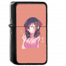 Harukaze Anime Girl Cute Art Illustration Pink - Oil Windproof Black Lighters Briquet Encendedor