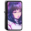 Ilya Kuvshinov Girl Blue Face Illustration Art - Oil Windproof Black Lighters Briquet Encendedor
