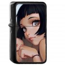 Ilya Kuvshinov Girl Cute Cat Illustration Art - Oil Windproof Black Lighters Briquet Encendedor