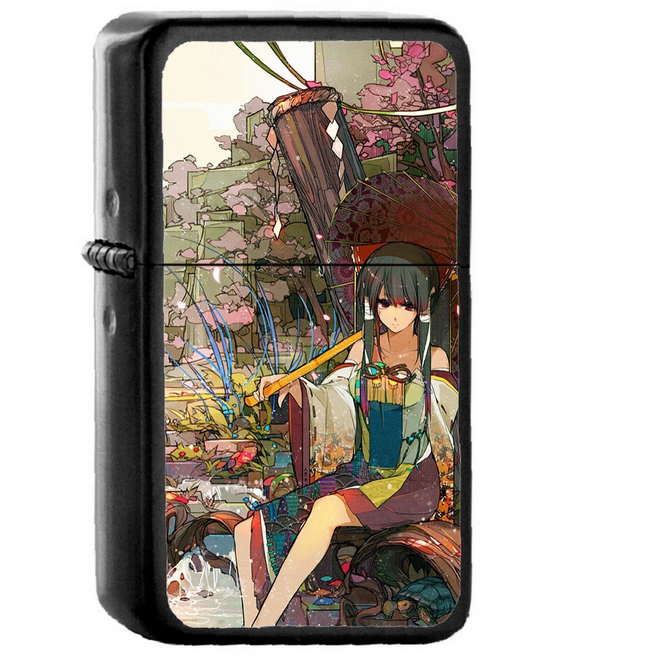 Sakura Sora Illust Anime Art - Oil Windproof Black Lighters Briquet Encendedor
