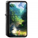 Totoro Anime Liang Xing Illustration Art - Oil Windproof Black Lighters Briquet Encendedor