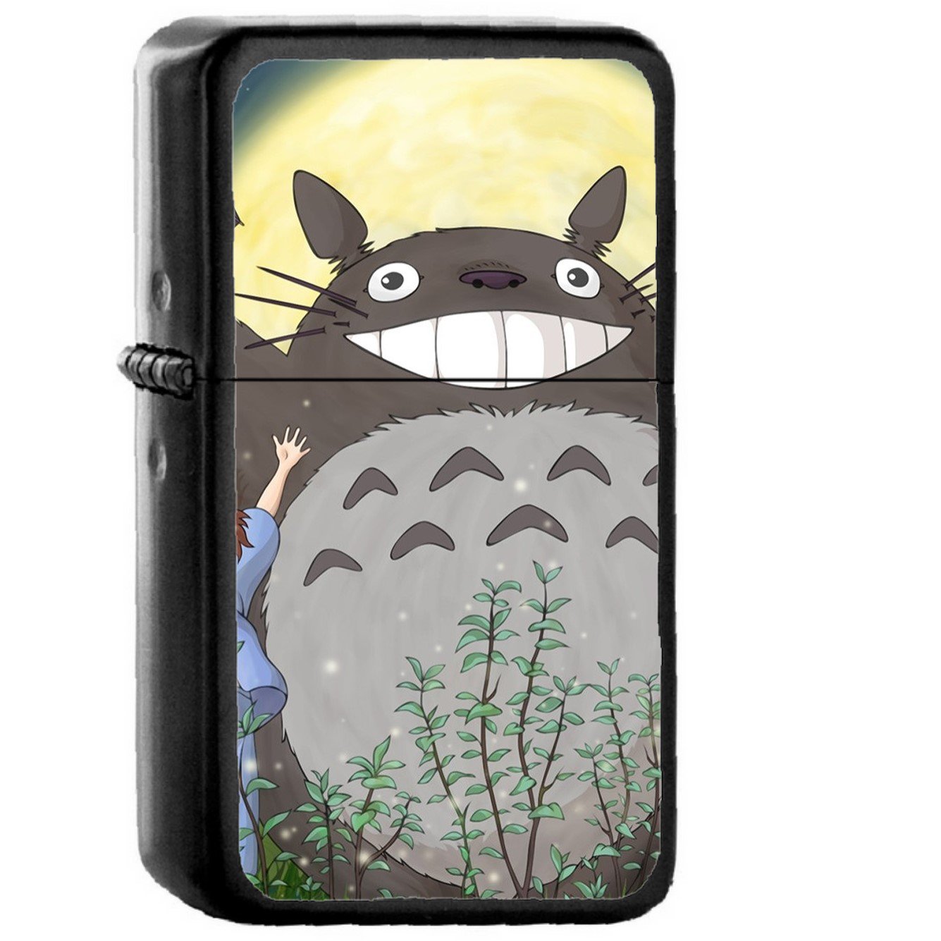 Totoro Forest Anime Cute Illustration Art - Oil Windproof Black Lighters Briquet Encendedor