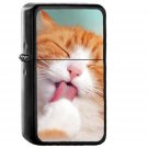 Happycat Animal Cute Smile Orange - Oil Windproof Black Lighters Briquet Encendedor