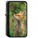 Little Fox Animal Cute Nature - Oil Windproof Black Lighters Briquet Encendedor