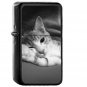 Nyangmi Cat Cute Animal Dark - Oil Windproof Black Lighters Briquet Encendedor