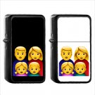 324 Family Man Woman Girl Boy - (1pcs) Oil Windproof Black Emoji Emoticon Lighters