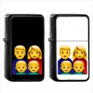 325 Family Man Woman Boy Boy - (1pcs) Oil Windproof Black Emoji Emoticon Lighters