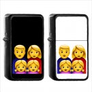 326 Family Man Woman Girl Girl - (1pcs) Oil Windproof Black Emoji Emoticon Lighters