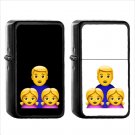 341 Family Man Girl Girl - (1pcs) Oil Windproof Black Emoji Emoticon Lighters