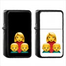 343 Family Woman Boy Boy - (1pcs) Oil Windproof Black Emoji Emoticon Lighters