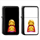 344 Family Woman Girl - (1pcs) Oil Windproof Black Emoji Emoticon Lighters