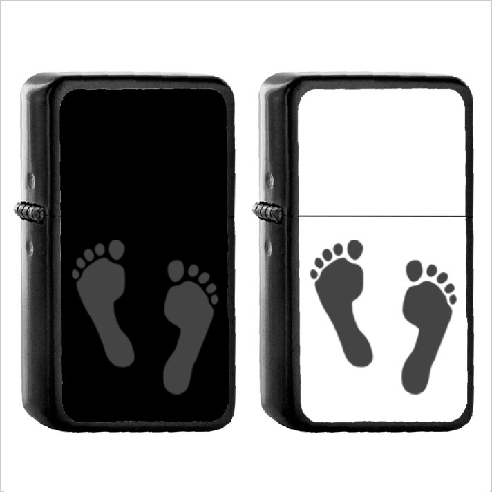 350 Footprints - (1pcs) Oil Windproof Black Emoji Emoticon Lighters