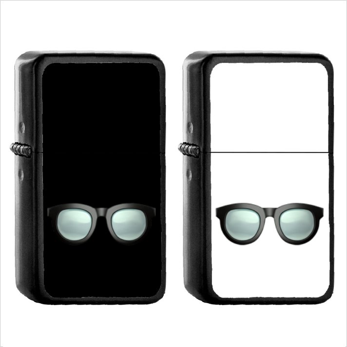 356 Eyeglasses - (1pcs) Oil Windproof Black Emoji Emoticon Lighters