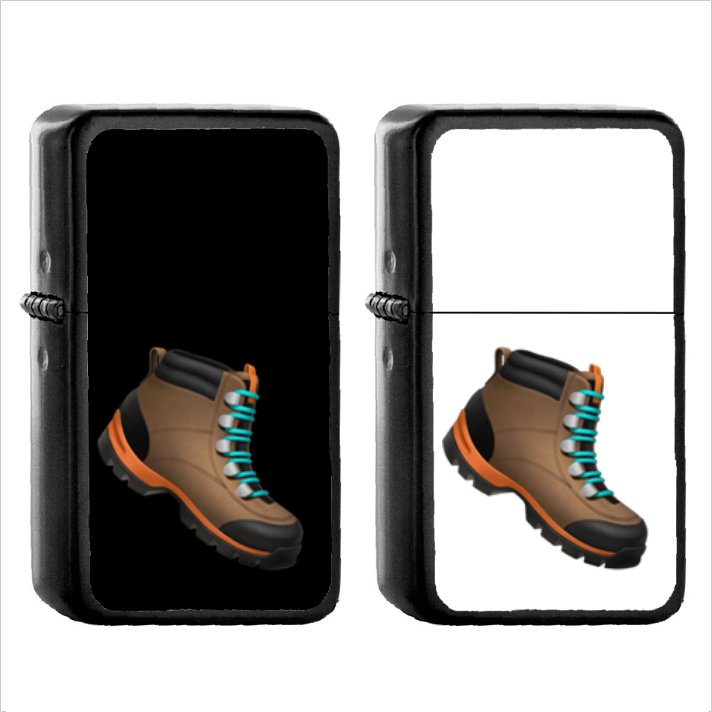 377 Hiking Boot - (1pcs) Oil Windproof Black Emoji Emoticon Lighters