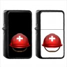 387 Helmet White Cross - (1pcs) Oil Windproof Black Emoji Emoticon Lighters