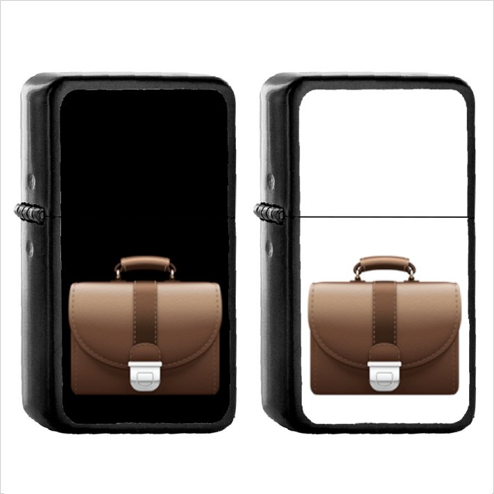 390 Briefcase - (1pcs) Oil Windproof Black Emoji Emoticon Lighters