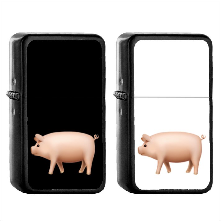 423 Pig - (1pcs) Oil Windproof Black Emoji Emoticon Lighters