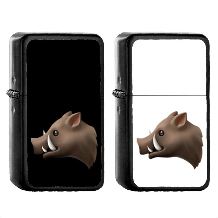 424 Boar - (1pcs) Oil Windproof Black Emoji Emoticon Lighters