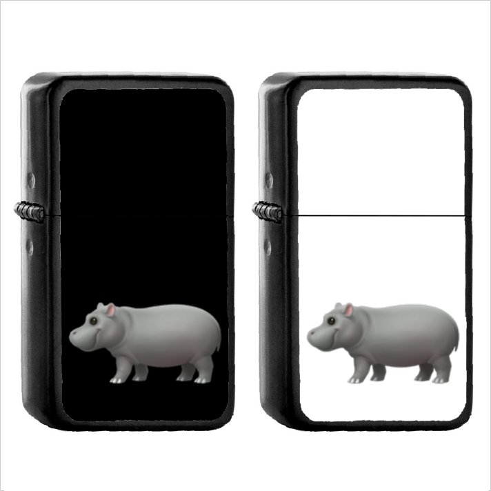 435 Hippopotamus - (1pcs) Oil Windproof Black Emoji Emoticon Lighters