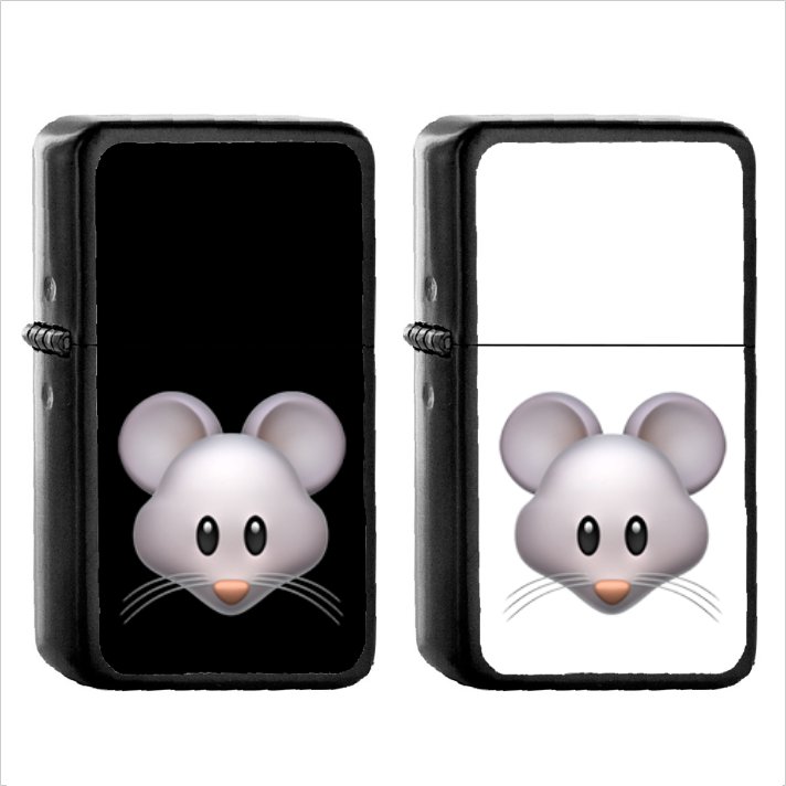 436 Mouse Face - (1pcs) Oil Windproof Black Emoji Emoticon Lighters