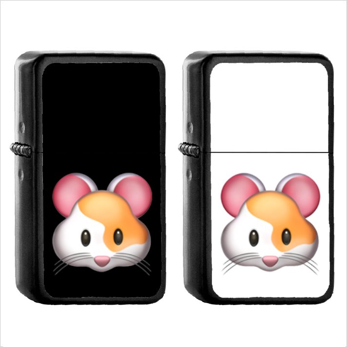 439 Hamster Face - (1pcs) Oil Windproof Black Emoji Emoticon Lighters