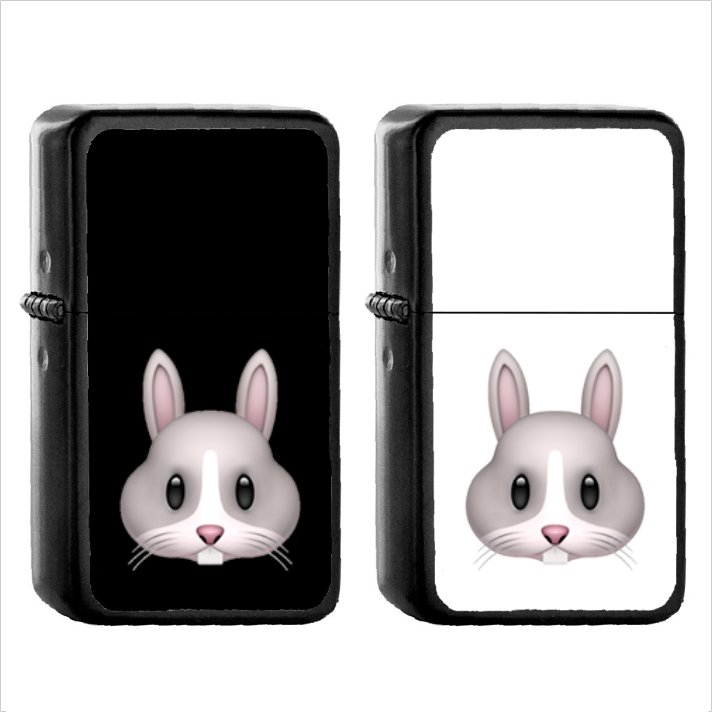 440 Rabbit Face - (1pcs) Oil Windproof Black Emoji Emoticon Lighters