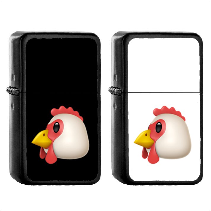 452 Chicken - (1pcs) Oil Windproof Black Emoji Emoticon Lighters