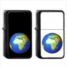 524 Earth Globe Europe Africa - (1pcs) Oil Windproof Black Emoji Emoticon Lighters