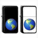 525 Earth Globe Americas - (1pcs) Oil Windproof Black Emoji Emoticon Lighters