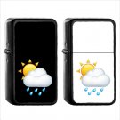 551 White Sun Behind Cloud Rain - (1pcs) Oil Windproof Black Emoji Emoticon Lighters