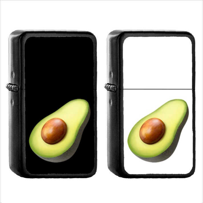 590 Avocado - (1pcs) Oil Windproof Black Emoji Emoticon Lighters