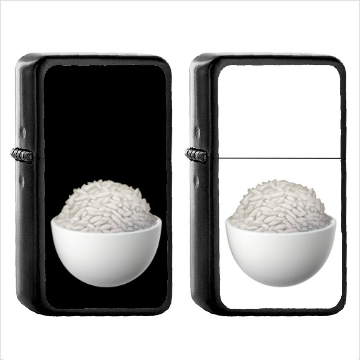 632 Cooked Rice - (1pcs) Oil Windproof Black Emoji Emoticon Lighters