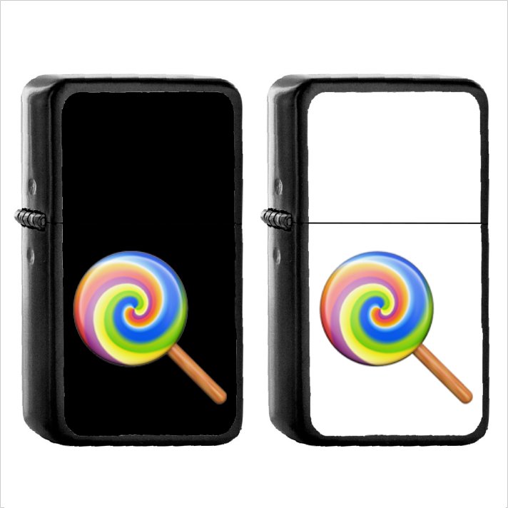 657 Lollipop - (1pcs) Oil Windproof Black Emoji Emoticon Lighters