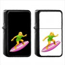 690 Woman Surfing - (1pcs) Oil Windproof Black Emoji Emoticon Lighters