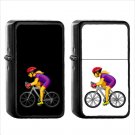 705 Woman Biking - (1pcs) Oil Windproof Black Emoji Emoticon Lighters