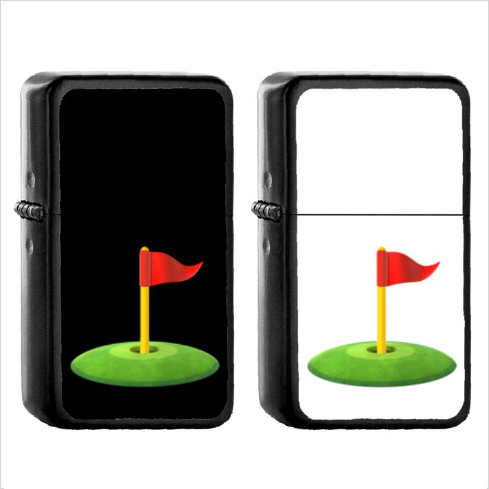 756 Flag In Hole - (1pcs) Oil Windproof Black Emoji Emoticon Lighters